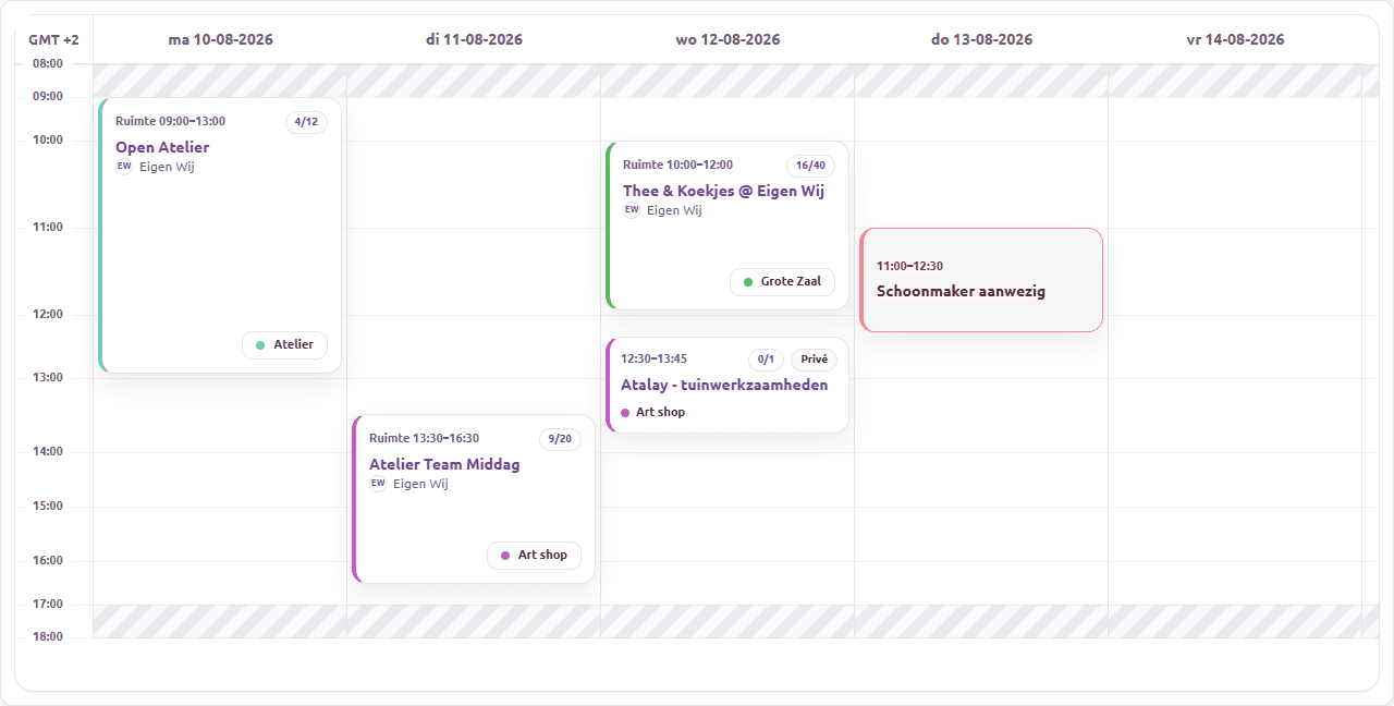 Echte Eigen Wij-weekagenda met demonstratieactiviteiten en ruimteplanning